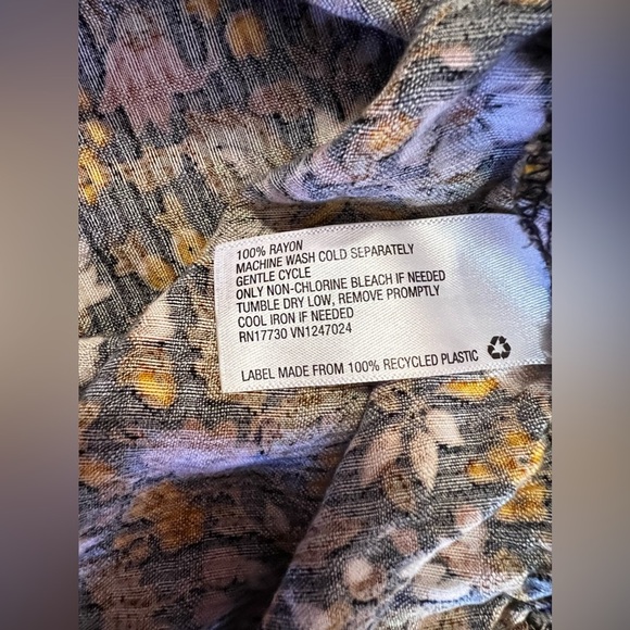 KNOX ROSE Black Print Smocked Long Sleeve Tie Neck BOHO Hippie Blouse - XL - Picture 15 of 16